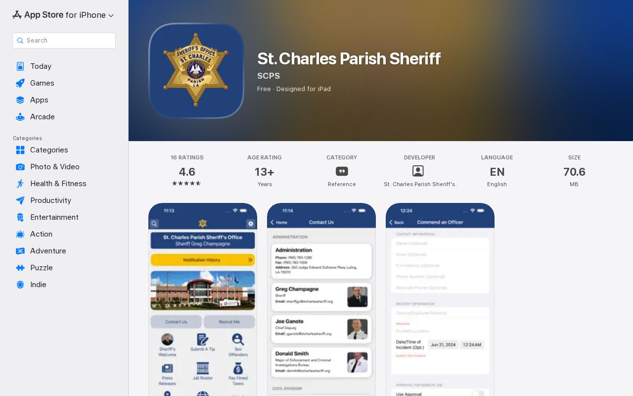 Official St. Charles Parish Sheriff app for roster mugshots and release status alerts